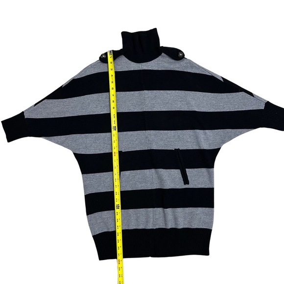 Tory Burch Merino Wool Knit Tunic Sweater Dress SZ XSmall Black Grey Stripes EUC - Picture 7 of 9
